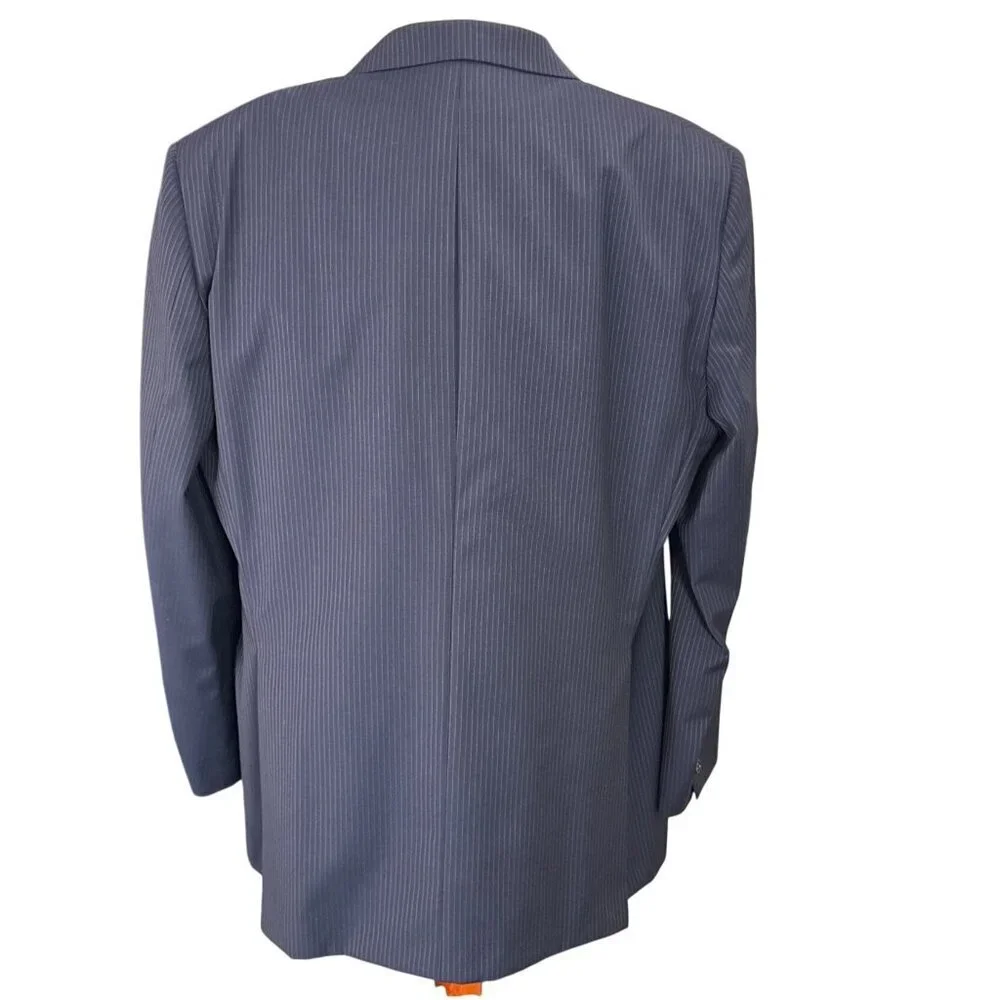 Hickey Freeman Single Breasted Pinstripe Suit Jacket~Size 48R~Blue L9 27